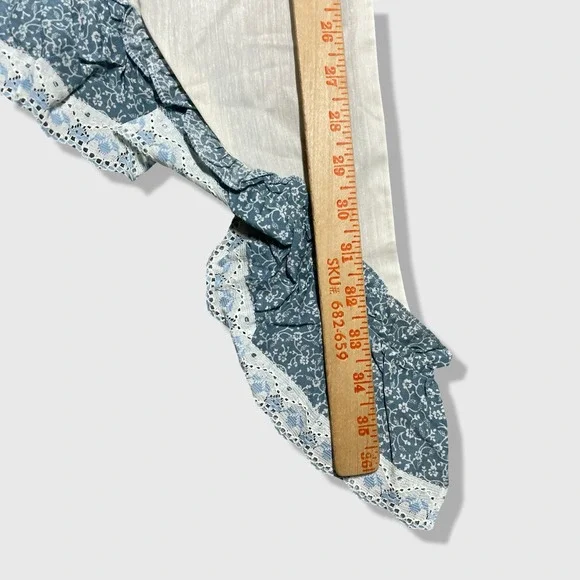 Vintage Curtains Swags Valances Set Blue White Floral Cottagecore Farmhouse - Picture 7 of 8